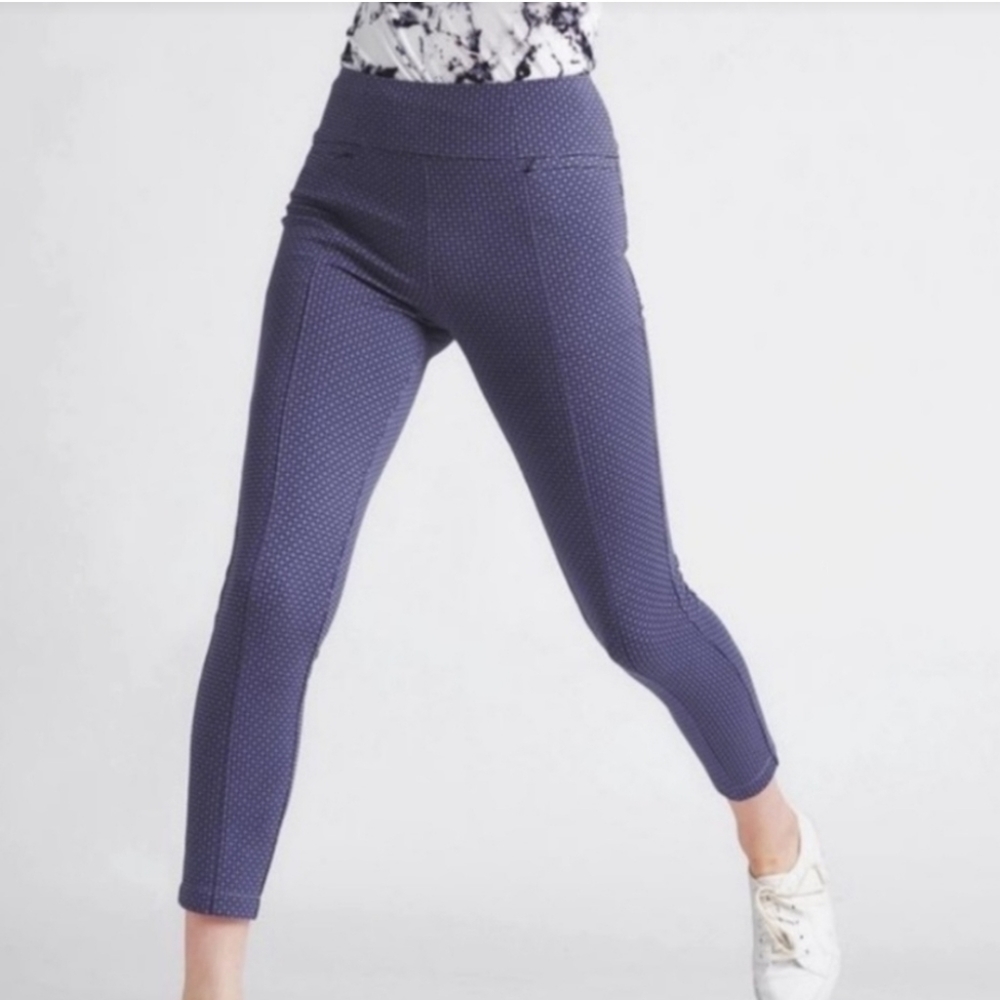 Betabrand Power Down Pant | Skinny XL Long Lilac Pattern